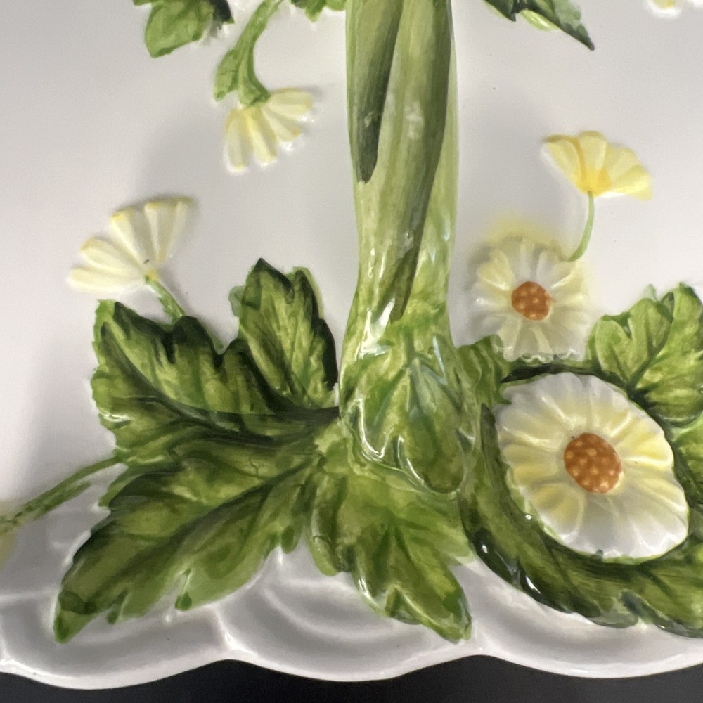 VTG Geo Z Lefton Rectangular Dish Tray with Handle Flowers