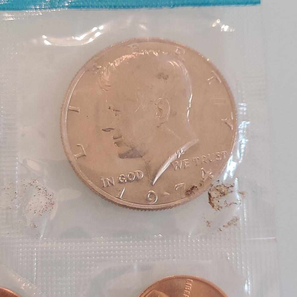 1974 U.S. Mint Uncirculated Coin Set, often called a "mint set."