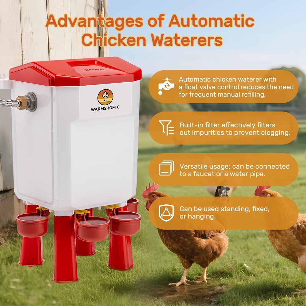 Automatic Chicken Waterer Float Control Stainless Steel Hose Poultry