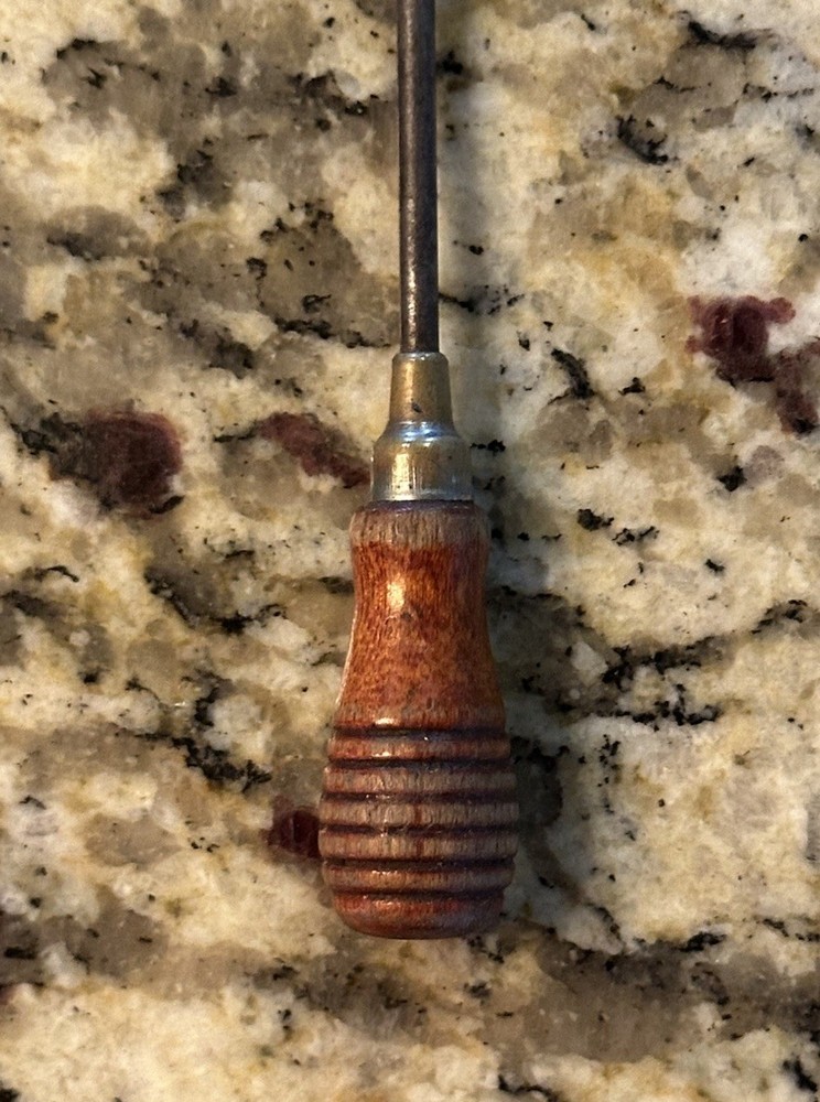 Small Old Screw Driver Wood Handle 4.75" Flat Head