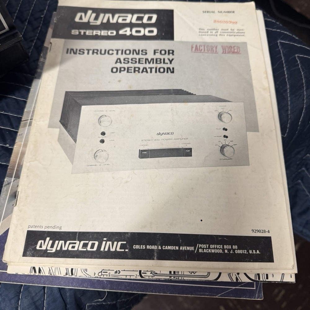 DYNACO 400 STEREO POWER AMPLIFIER - SERVICED - CLEANED - TESTED