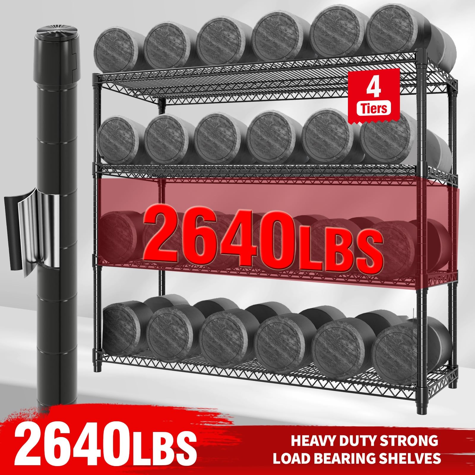 72"x59"x18" 4 Tier Adjustable Wire Metal Shelving Heavy-Duty Storage Unit 2640Lb