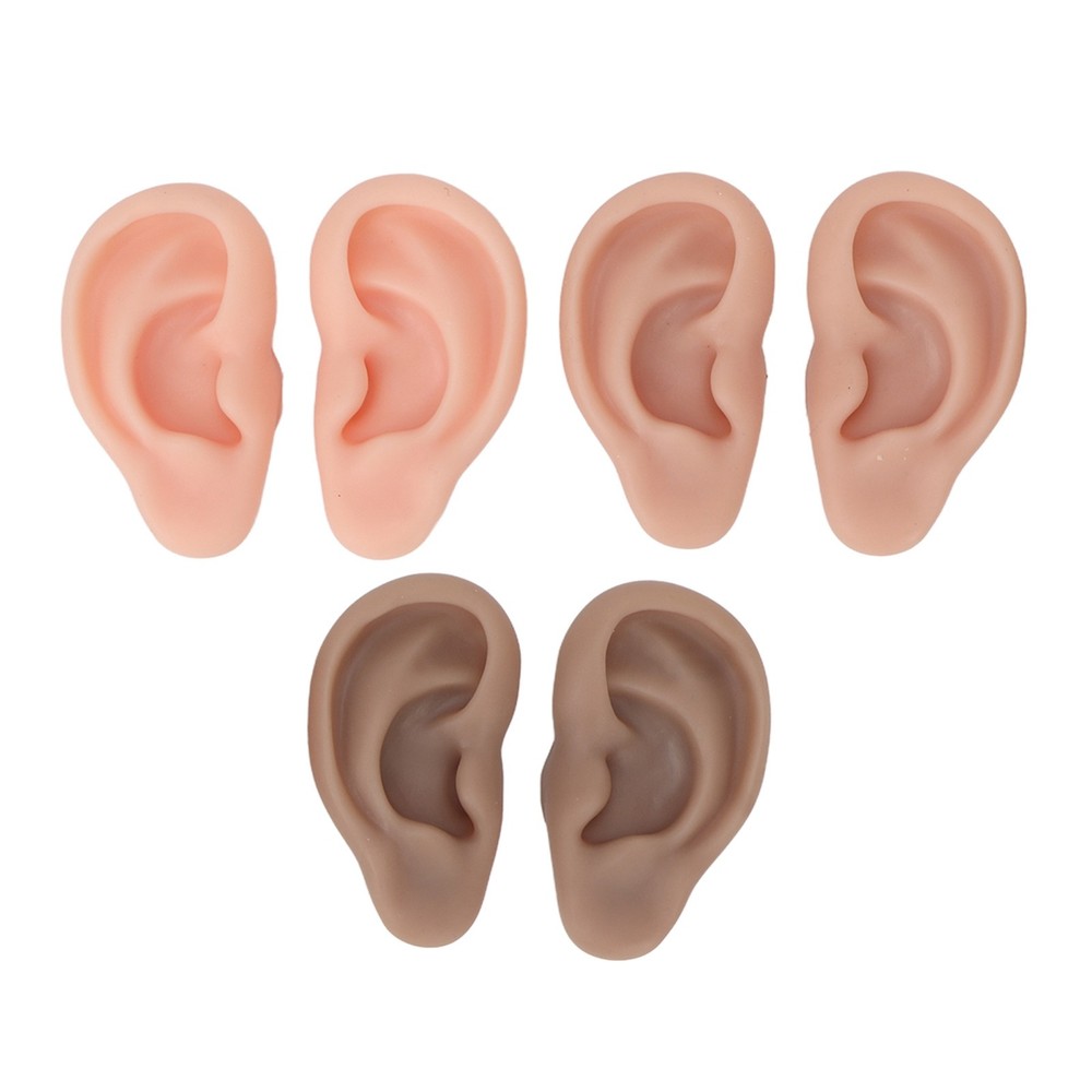 3 Pairs Silicone Ear Model Flexible Soft Ears For Practice
