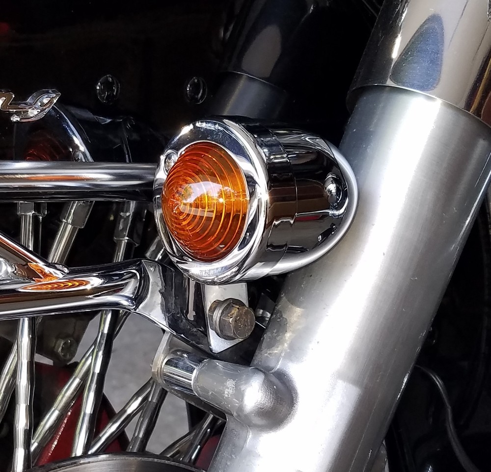 Amber Bullet Lights with mounting bracket, Chrome. Single Filament; HD, Custom