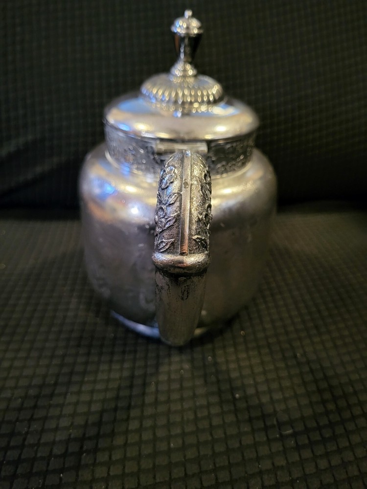The ACME Silver Plate Co. Coffee Pot Engraved Floral Patterns