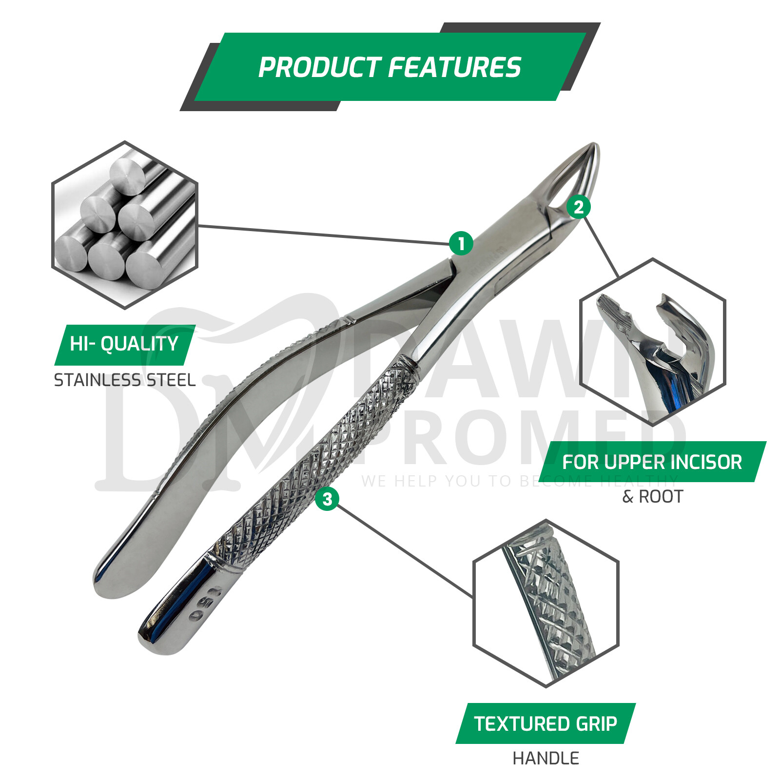 Dental Universal Extracting Forceps 150 for Upper Incisors Root Teeth Surgical