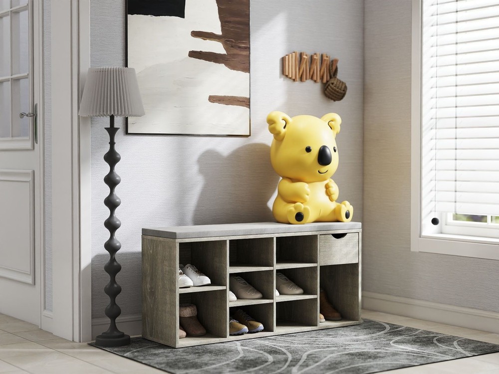Storage Bench, Shoe Bench, Entryway Bench with Padded Cushion, Drawer