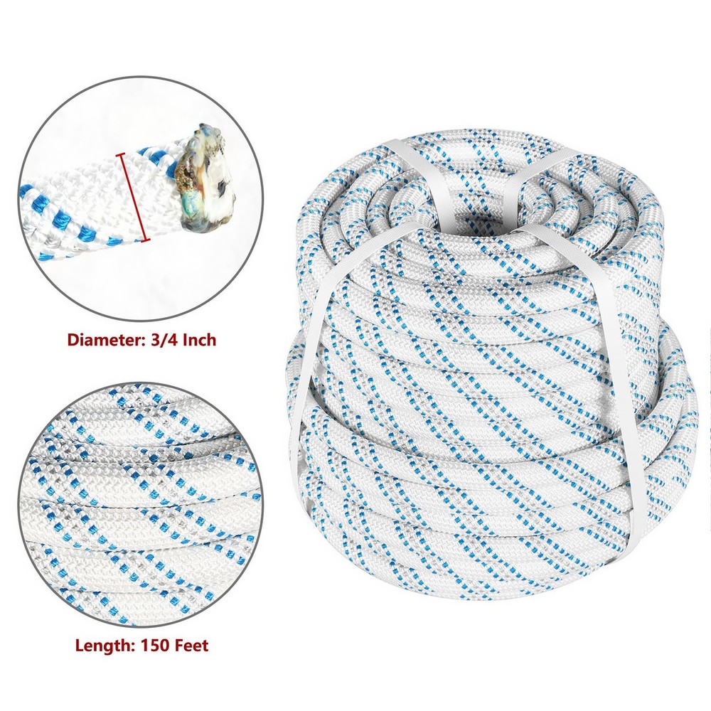 Double Braid Polyester Arborist Bull Nylon Rope Pulling Rigging Line 3/4" × 150'