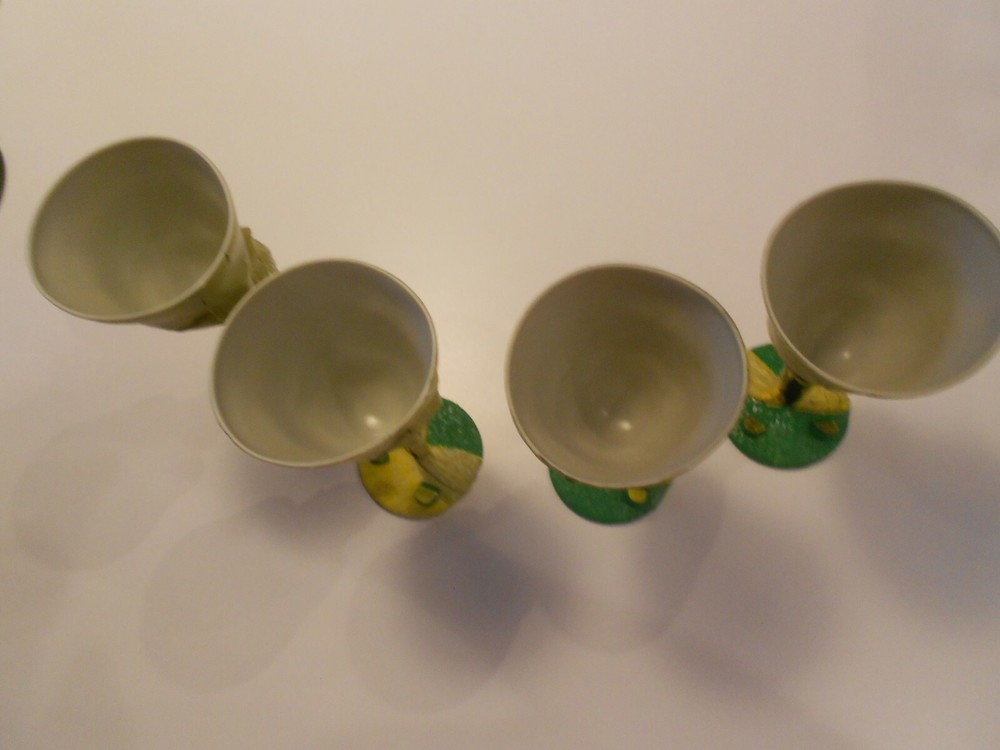 SKELETON GOBLETS (4) PLASTIC VG+ CONDITION 7" TALL