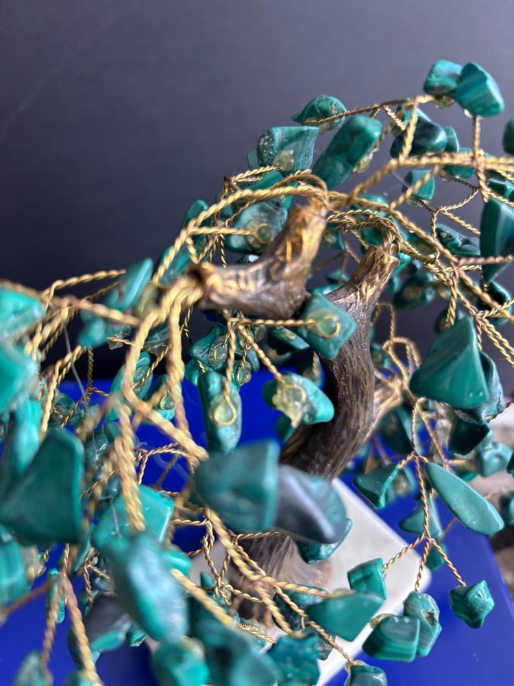 MALACHITE, BRONZE, TREE MARBLE BASE