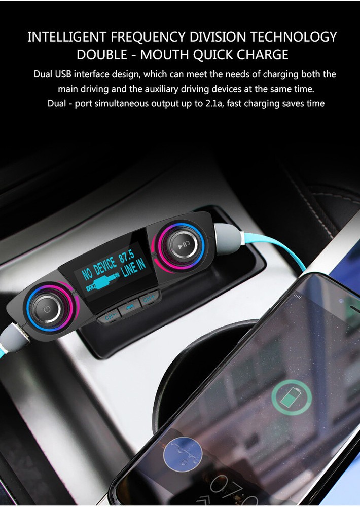 1.3in Bluetooth FM Transmitter Handsfree W/Dual USB Charge For Car MP3 Player