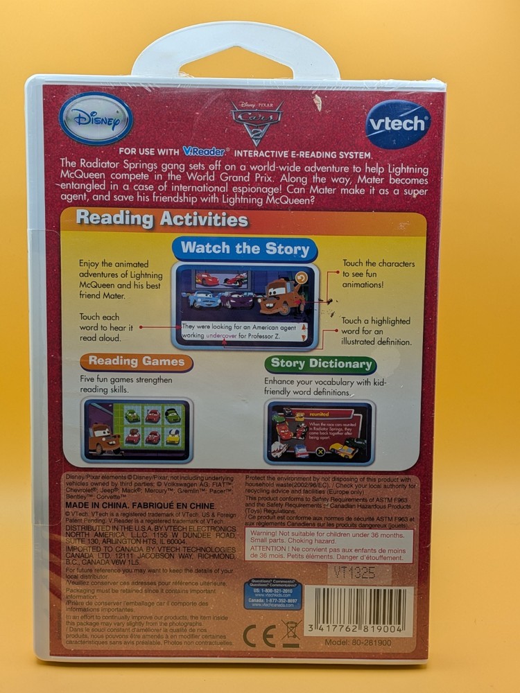 Vtech V.Reader Cars 2 Interactive E-Reading System-Ages: 4-6 Years - Sealed