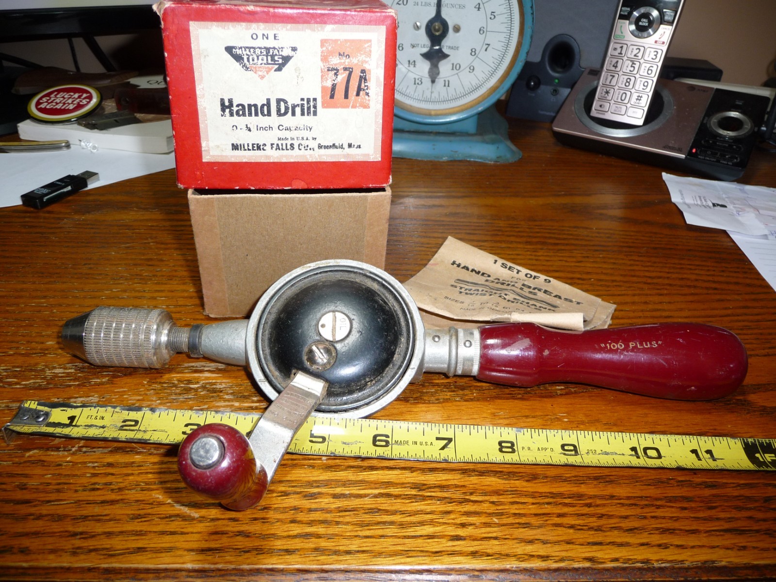 Millers Falls (Greenfield, Mass) No. 77A Hand Drill + Box( MINT)