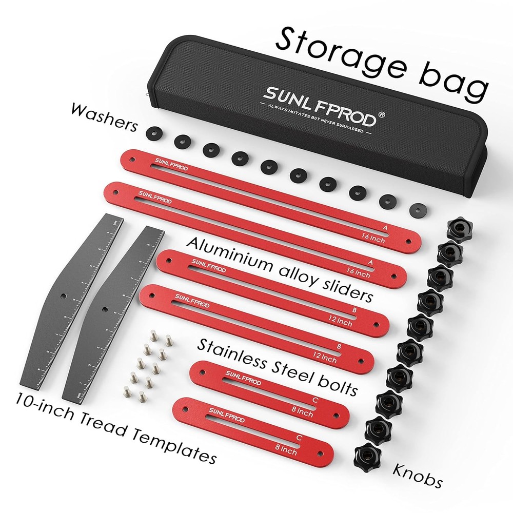 Stair Tread Template Tool - Solid Gauge, 60IN, Red-Gray