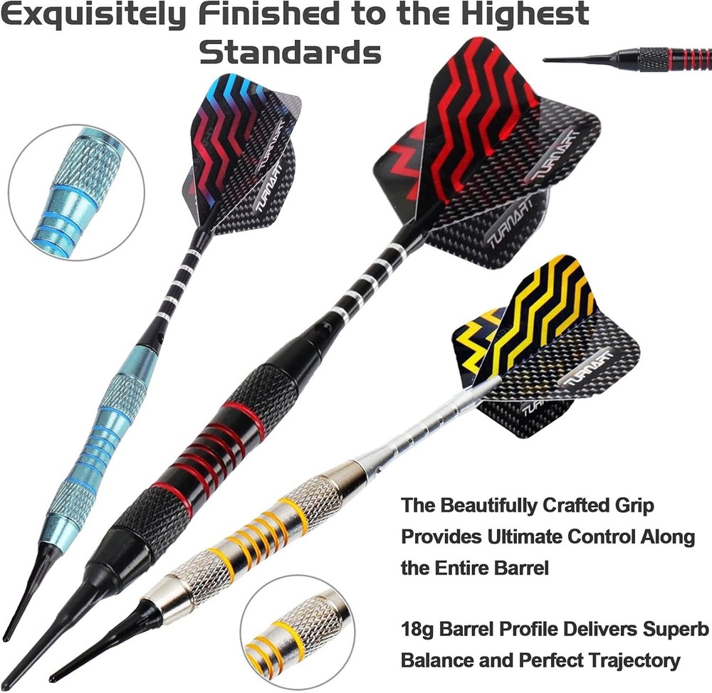 Customizable Soft Tip Darts Set for Electronic Dartboard - 9 Pcs & Flight Tools