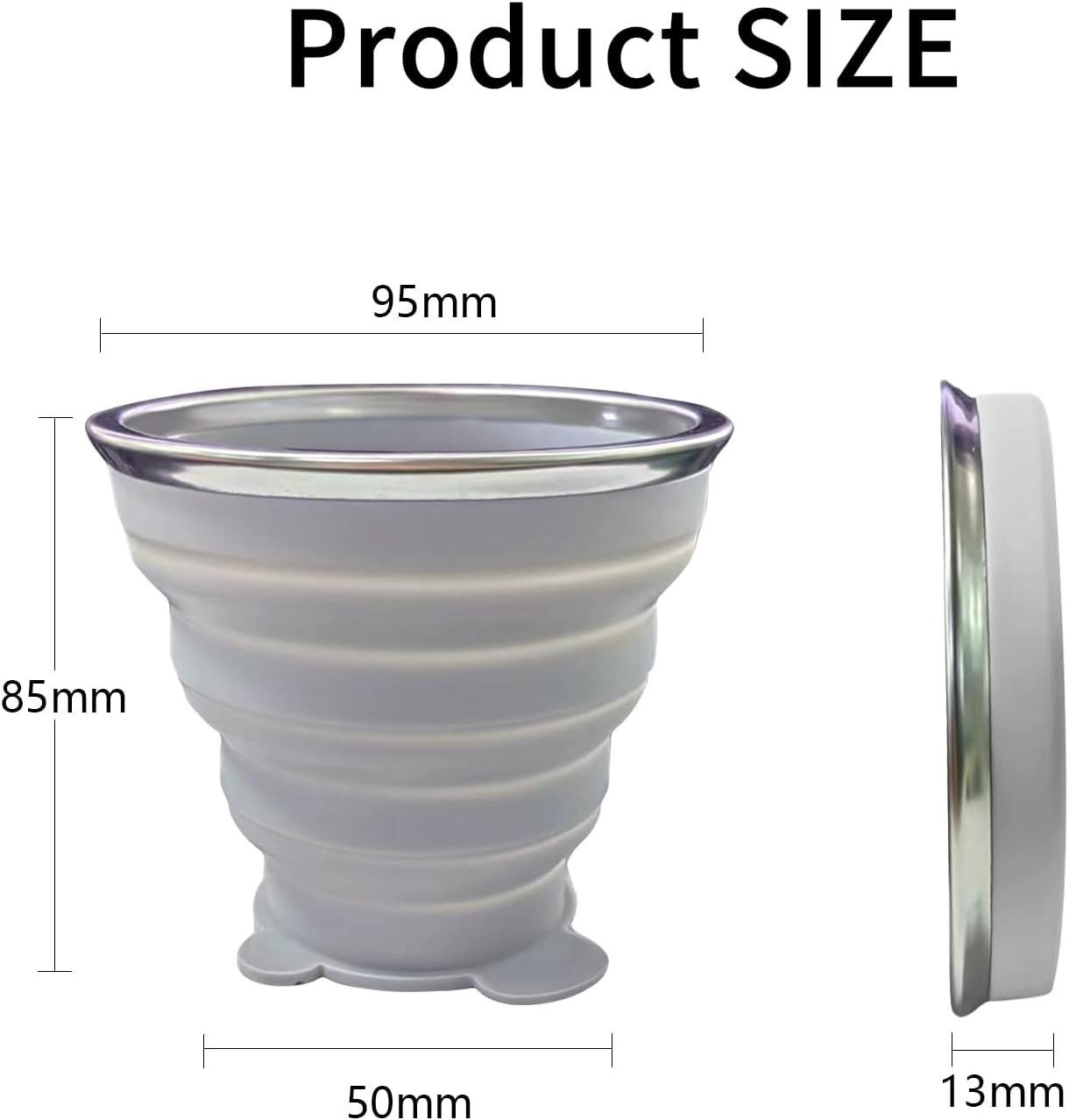 2 Pcs Collapsible Cups, Silicone 180+180, Grey&Green