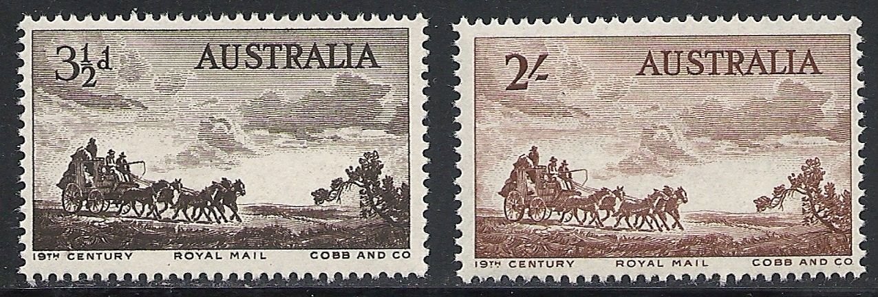 Cobb and Company Pioneers of Australian Coaching Mint NH 1955 Complete #281-282