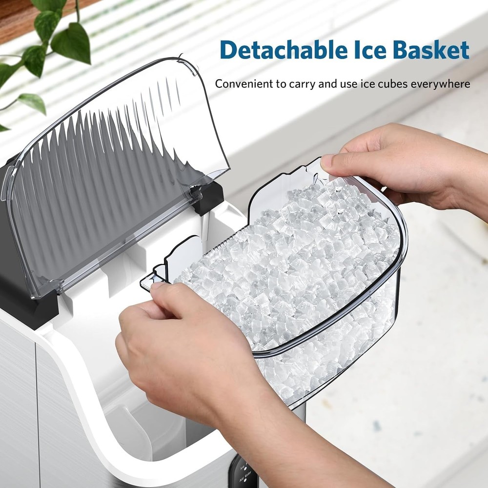 Silver Nugget Ice Maker Countertop Chewable Pellet Ice Machine 35Lbs