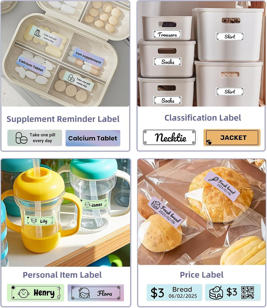 Label Maker Machine with Tape Bluetooth Portable Thermal Labelling Printer for S