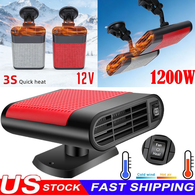 1200W Portable Electric Car Heater 12VDC Heating Fan Defogger Defroster Demister