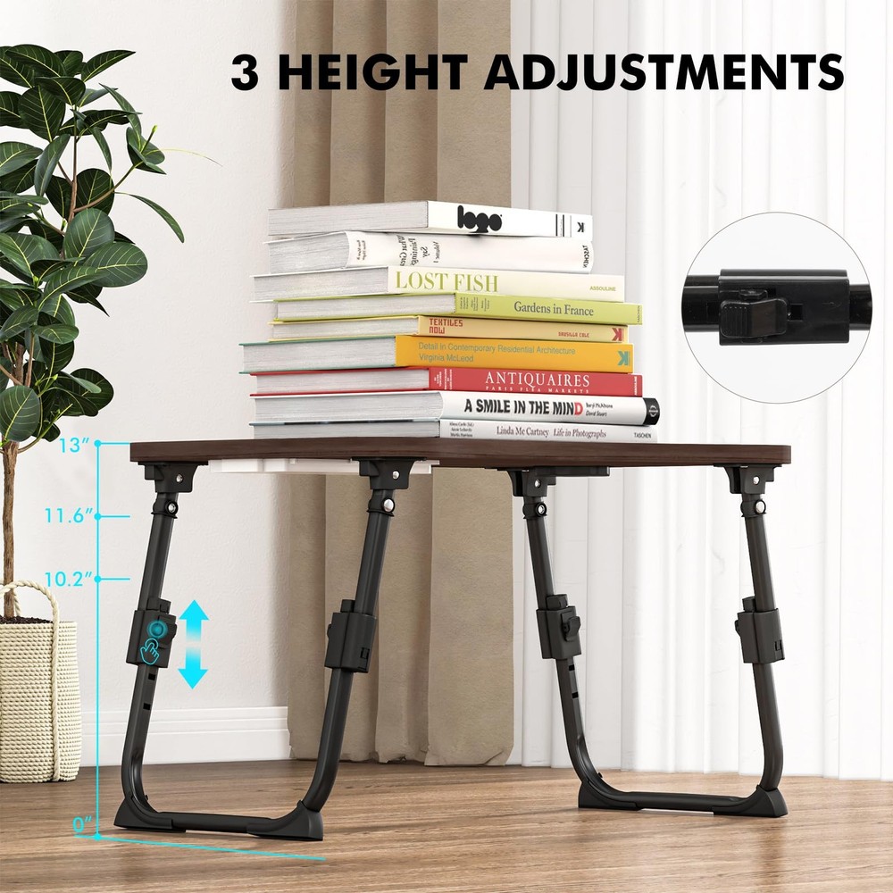 Lap Desk for Bed Adjustable Height, Foldable Bed Table with Storage Drawer, T...