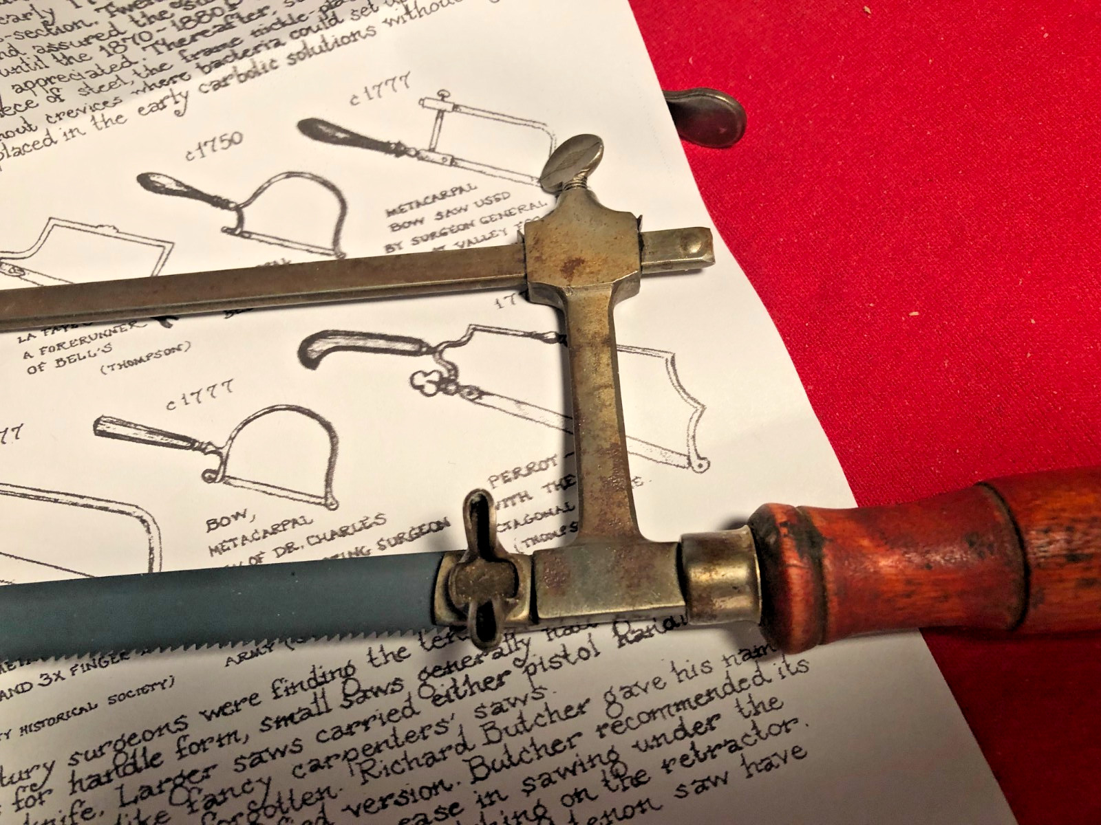 METACARPEL AMPUTATION SAW LIKE THE ONE USED BY GEN. OTTO IN 1777 - NO MAKER MARK