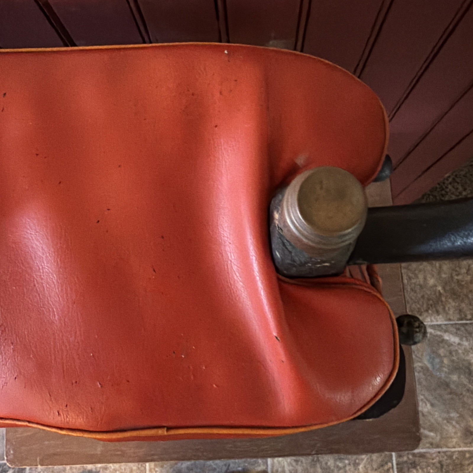 Vintage TURKISH Camel Head Pommel Padded Saddle Stool, Footstool. 23.5” X 18.5”.