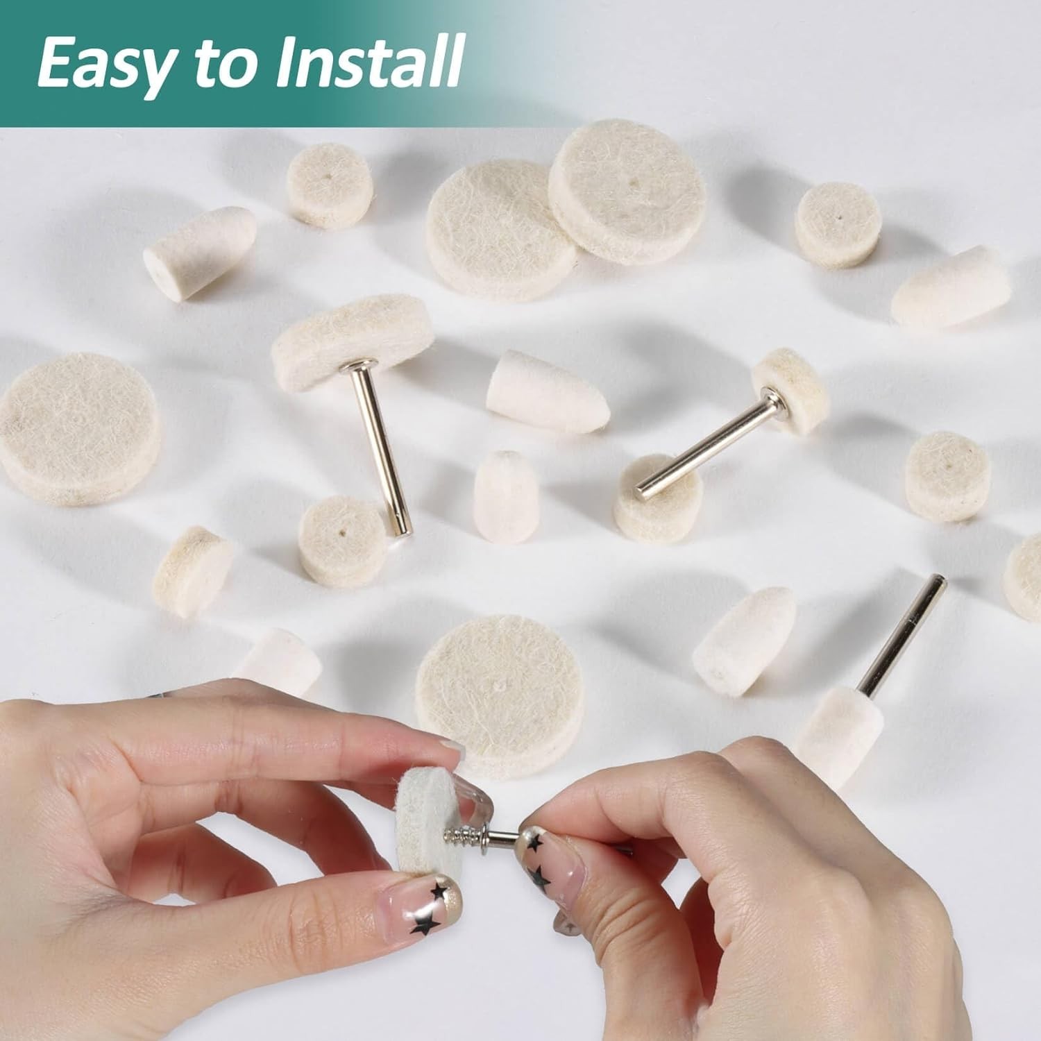 145 Piece Wool Felt Polishing Pad 1/8 Inch Shank Set for Dremel Rotary Tools