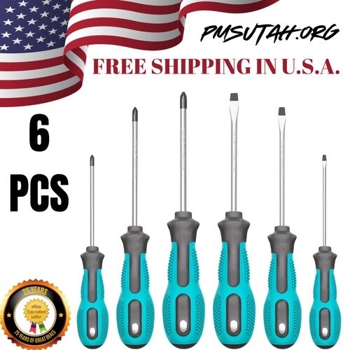 6 Piece Precision Screwdriver Phillips Flat Head Heavy Duty Grip Screw Driver