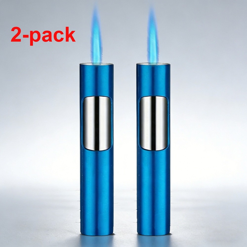 2 PCS Butane Torch Lighter 3.4 Inch Long Adjustable Windproof Refillable Butane