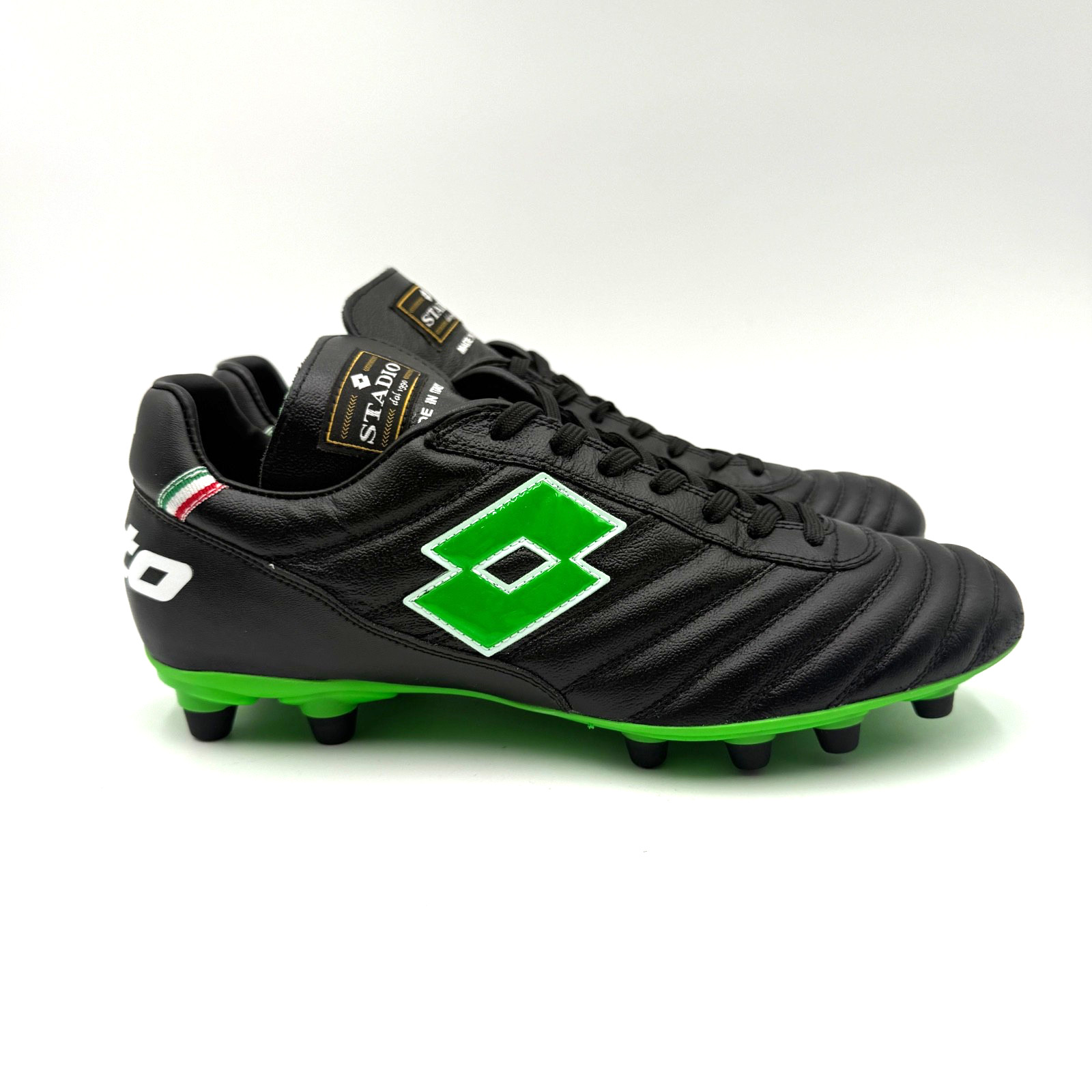 Lotto Stadio OG II FG Soccer Cleats Black Spring Green Men’s Size 8.5 NEW