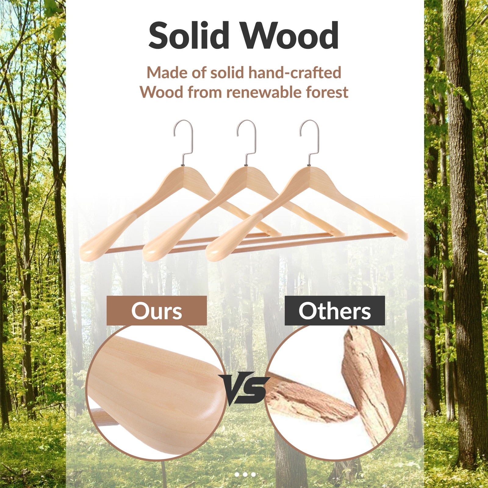 2.4" Wide Shoulder Suit Hangers 12-60 Pack Natural Wooden Hanger Glossy Finish