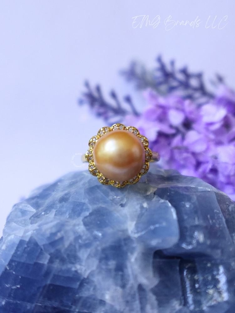 Deep Golden Edison Pearl Ring