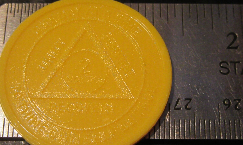 Alcoholics Anonymous Plastic AA 2 Month Poker Chip Medallion Token
