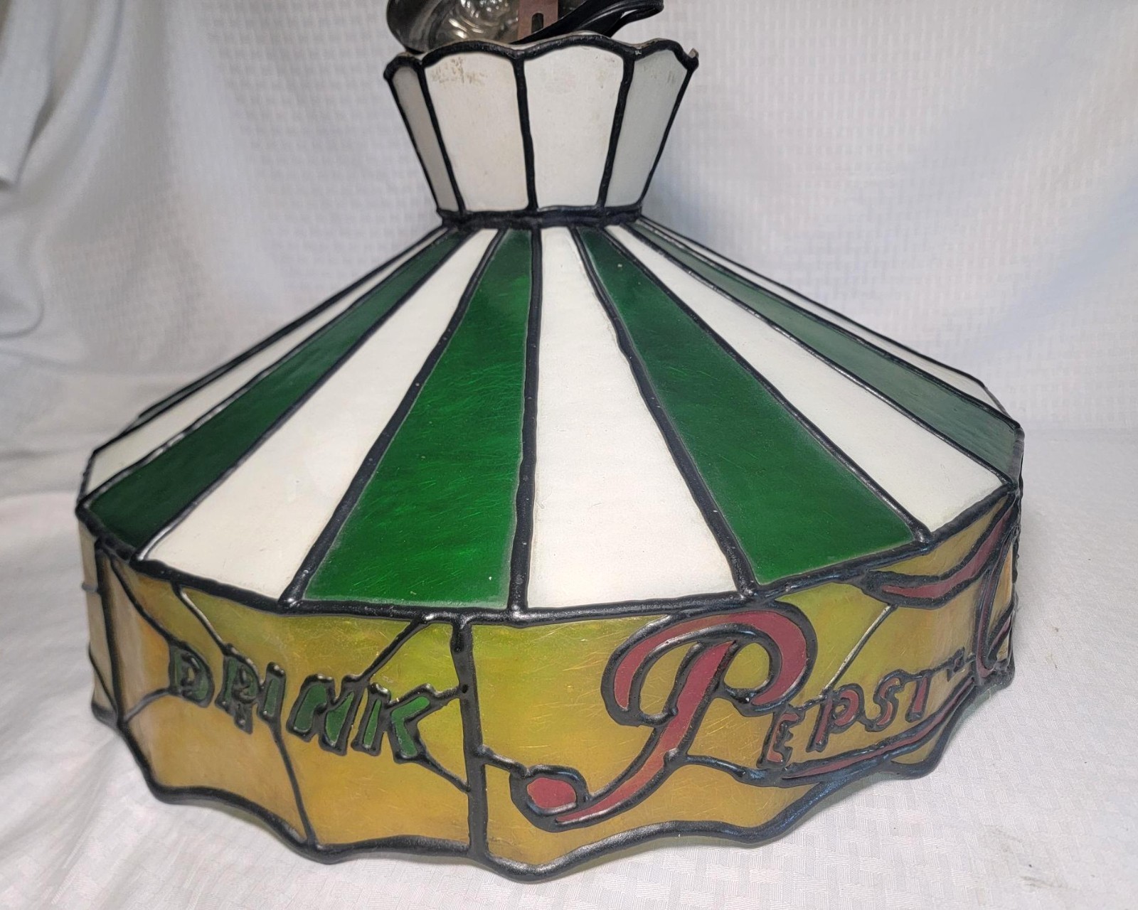 Vintage Pepsi Faux Stained Glass Resin / Plastic Hanging Light Lamp - VGC