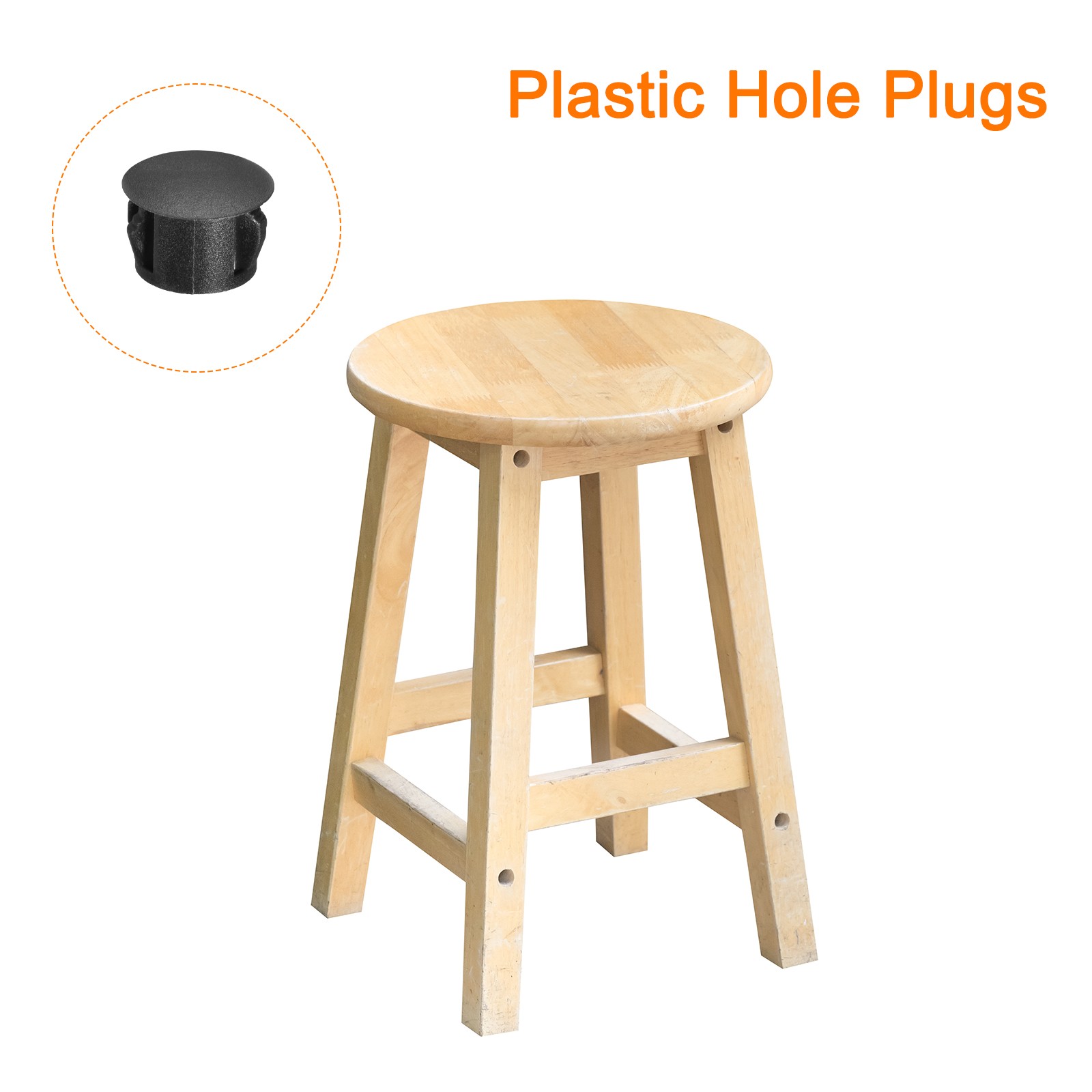 36Pcs 12mm(15/32") Plastic Hole Plugs Panel Flush Type Knockout Black