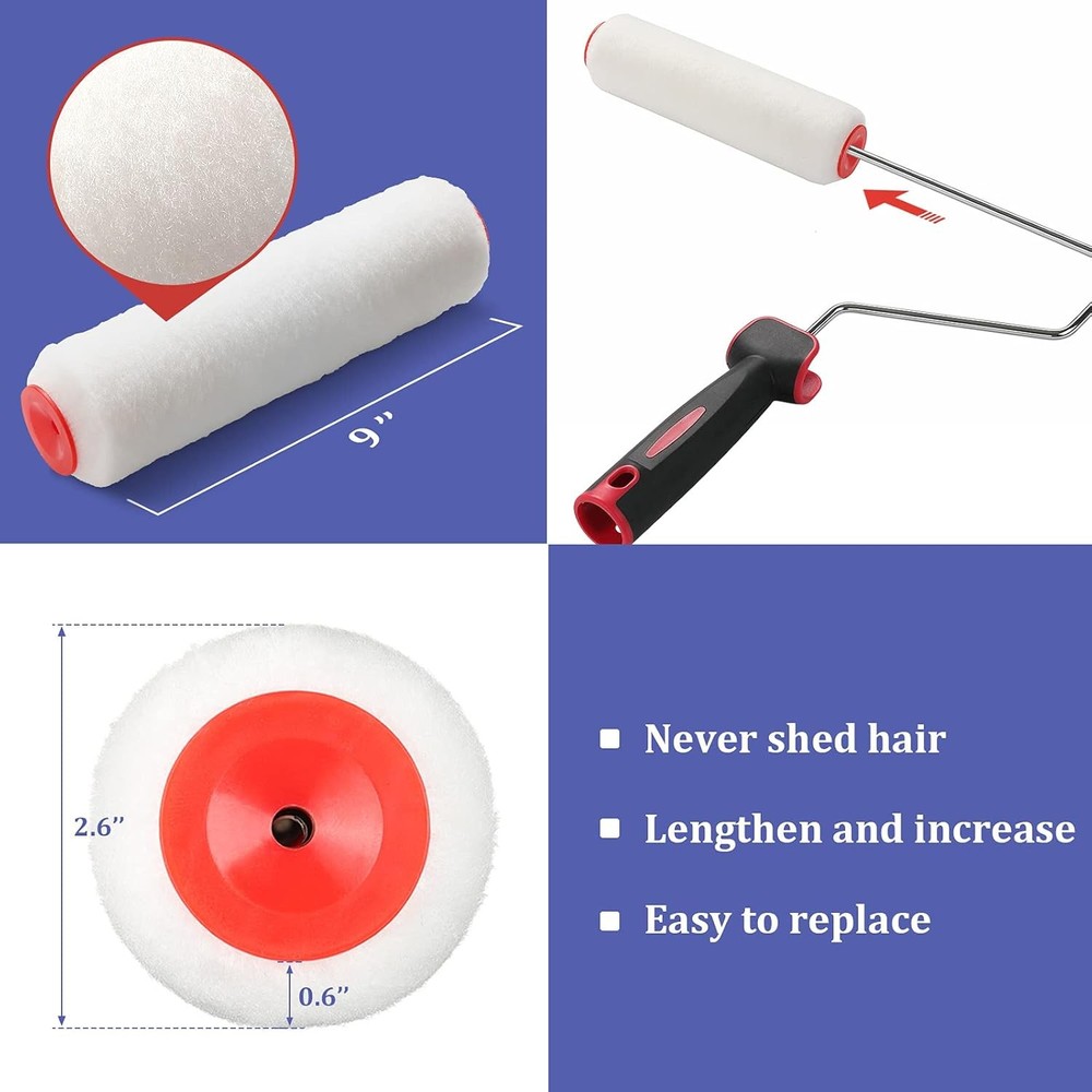 FLY HAWK Paint Roller,4 FT Brush kit Multi-Function Paint Roller kit with House