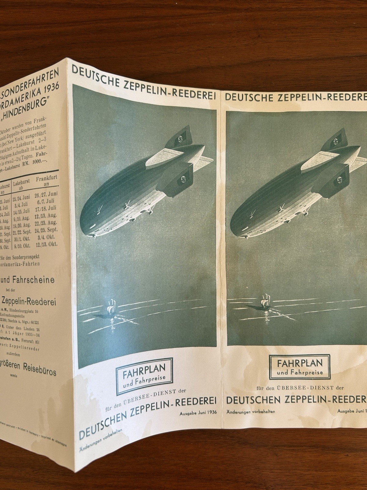 1936 Deutsche Zeppelin Reederei Fahrplan Brochure Hindenburg Schedule DZR German