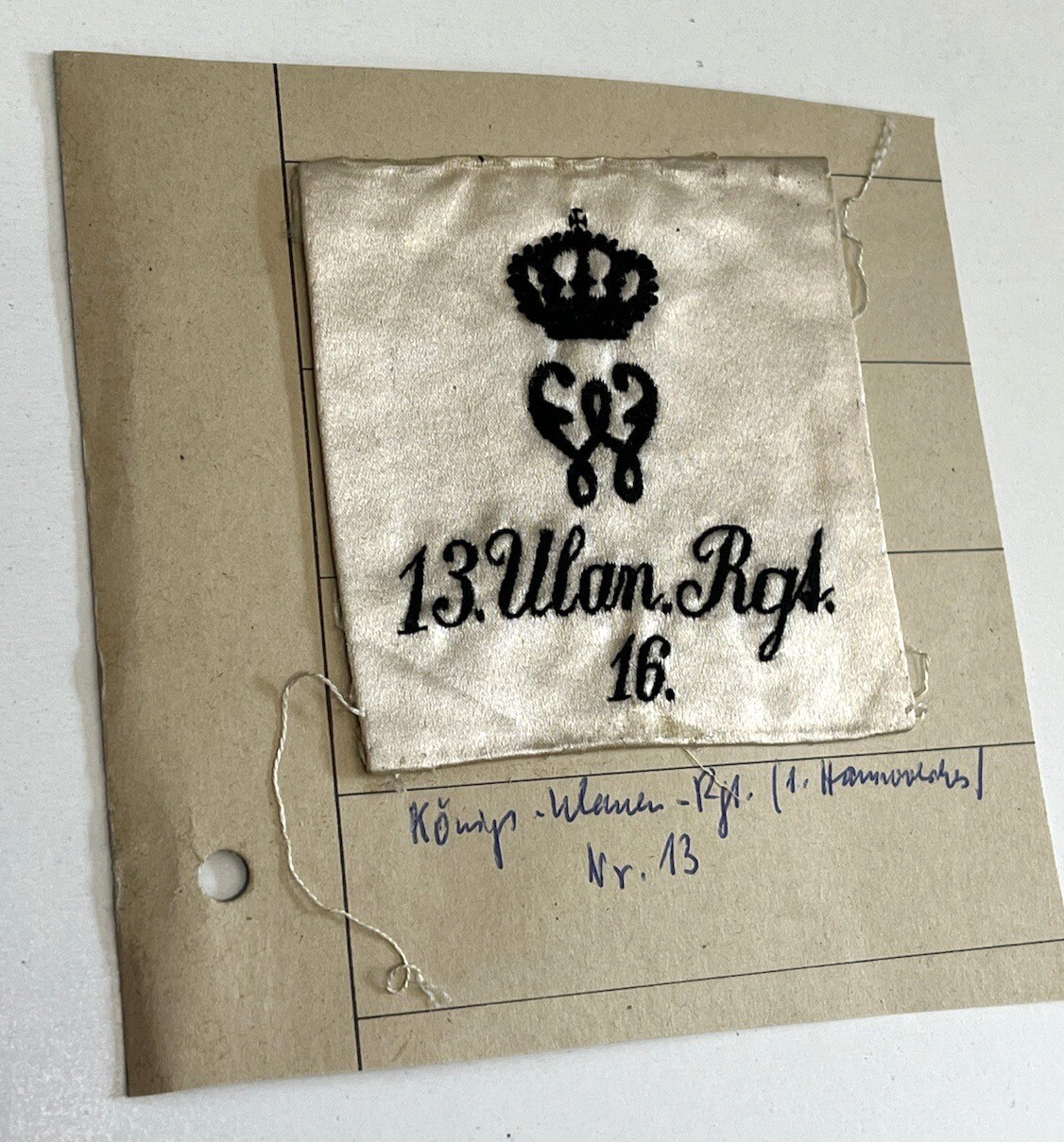 Vintage Kaiser Wilhelm Uhlan Ulan Regiment German Military Cloth Patch Prussia