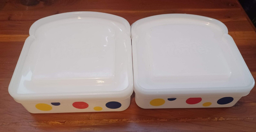 Two Wonder Bread Plastic Sandwich Containers with Lids