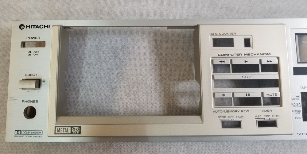 HITACHI D-E65 Stereo Cassette Deck FRONT FACEPLATE