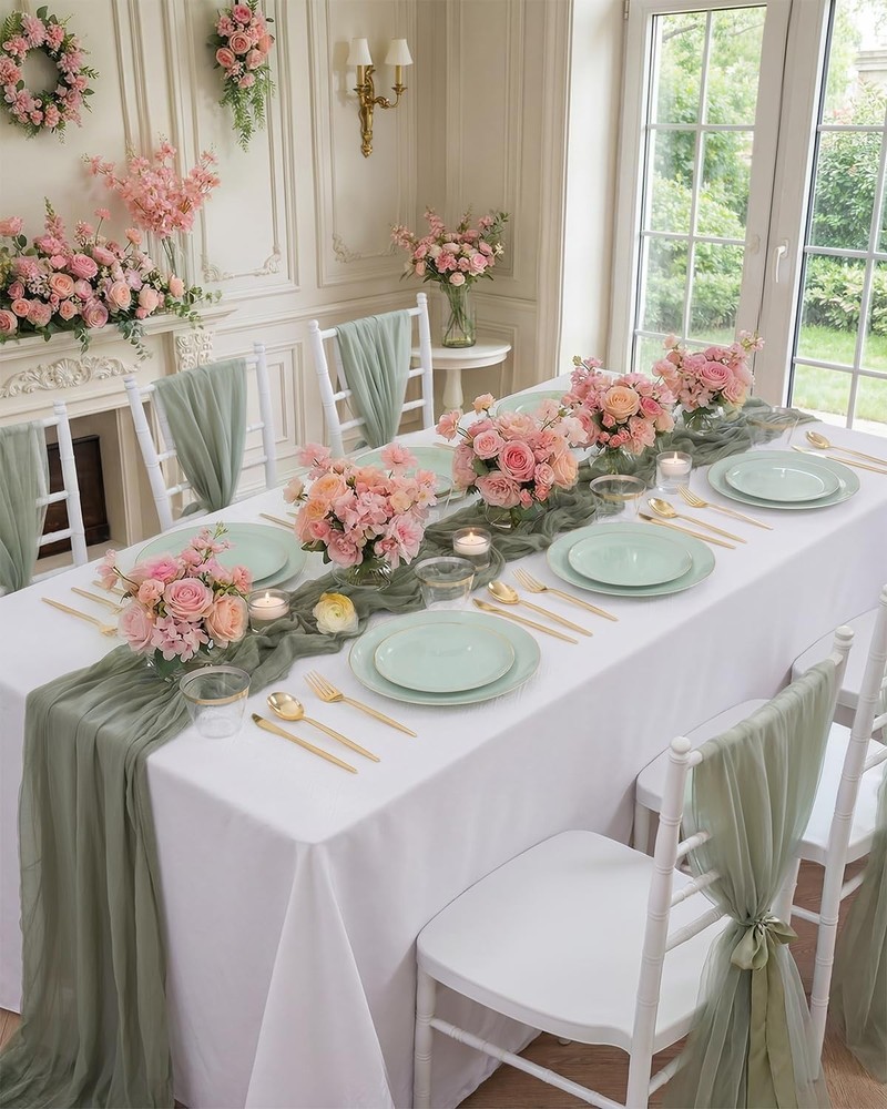 Sage Green Disposable Dinnerware - 25 Guests