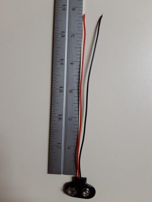 9V (9 Volt) Battery Connector Clip Snap On Plug - Long 6 inch Wire Leads