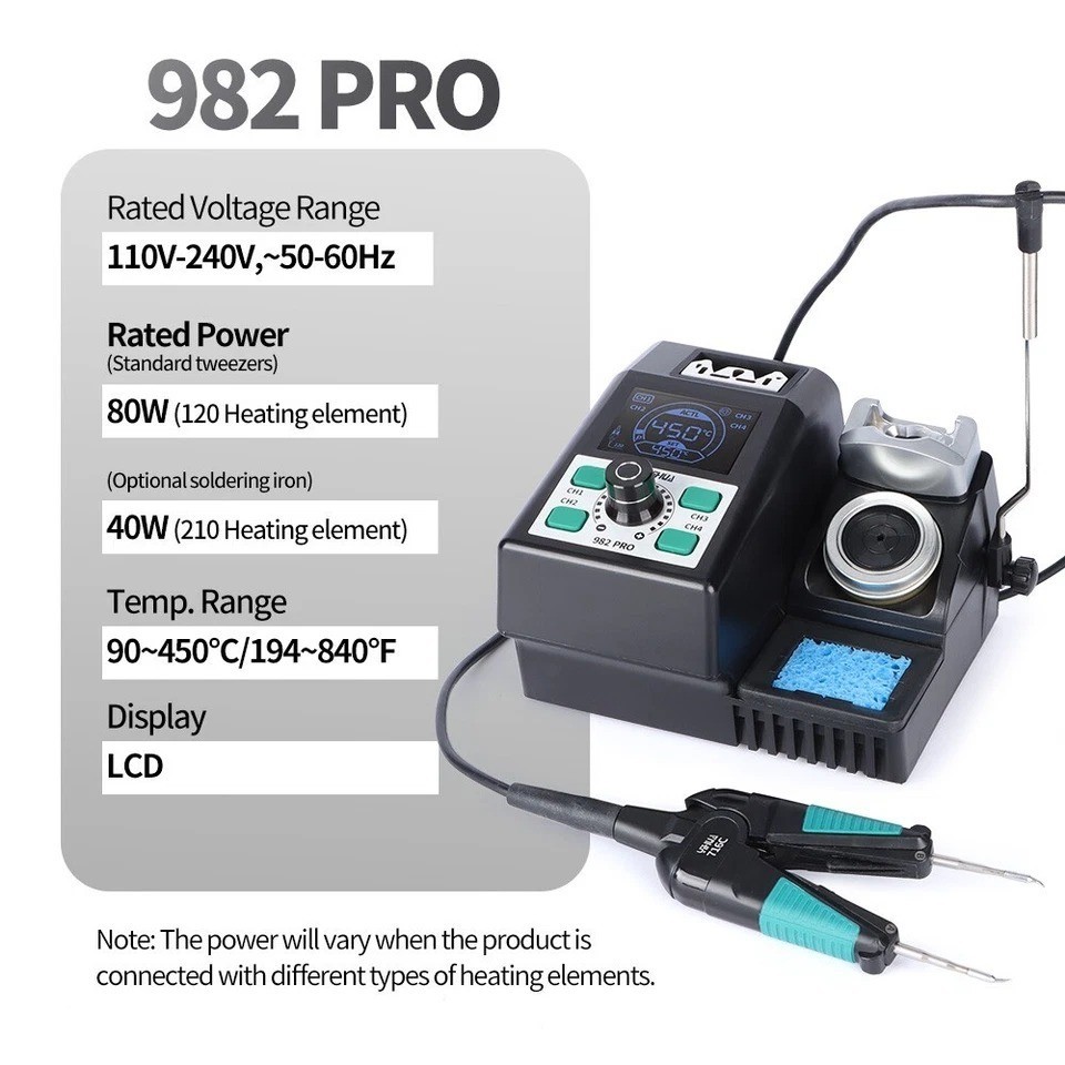 YIHUA 982 PRO Hot Tweezers Soldering Station SMT Desoldering Rework Station ESD
