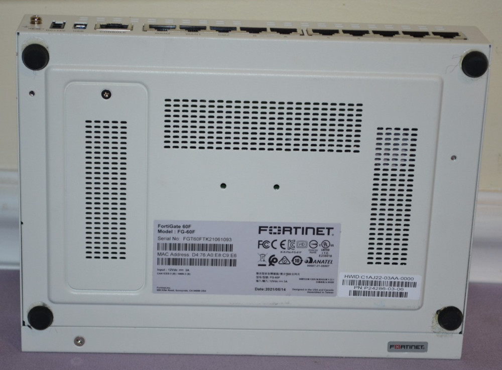 Fortinet FortiGate-60F Network Security Firewall -- No Power Supply