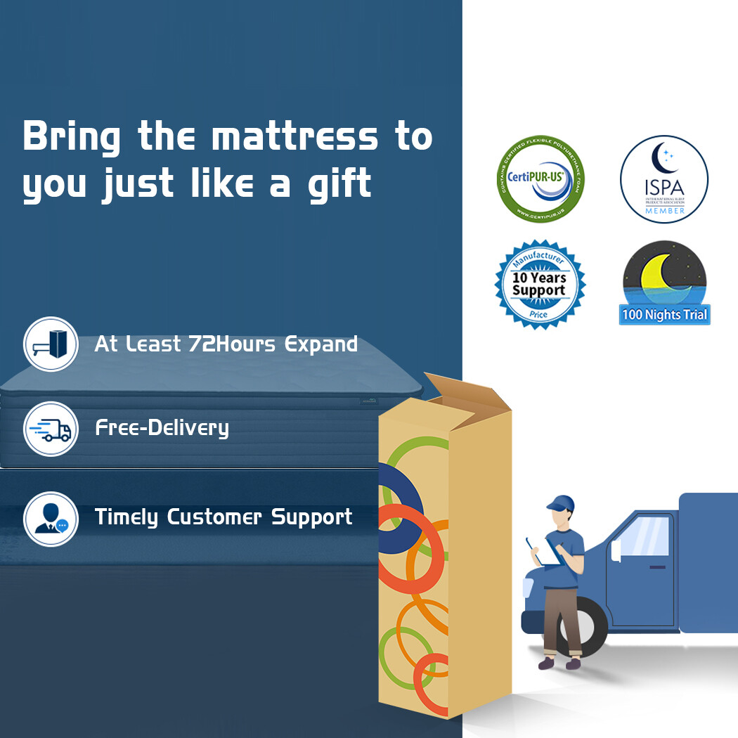 14/12/10 Inch Twin Full Queen King Mattress Memory Foam Spring Hybrid In A Box