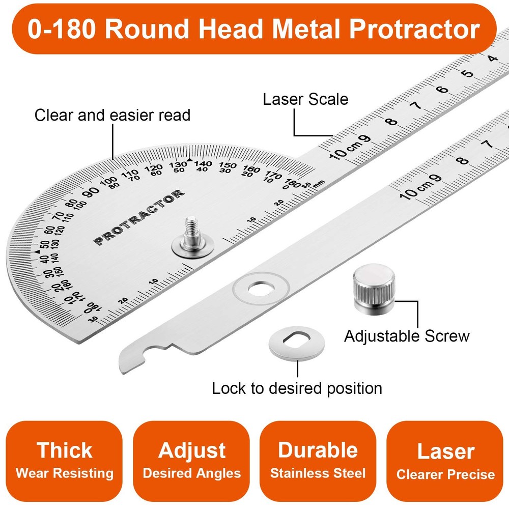 Angle Protractor Finder Ruler Two Arm 10 cm/ 3.94 Inch, Silver