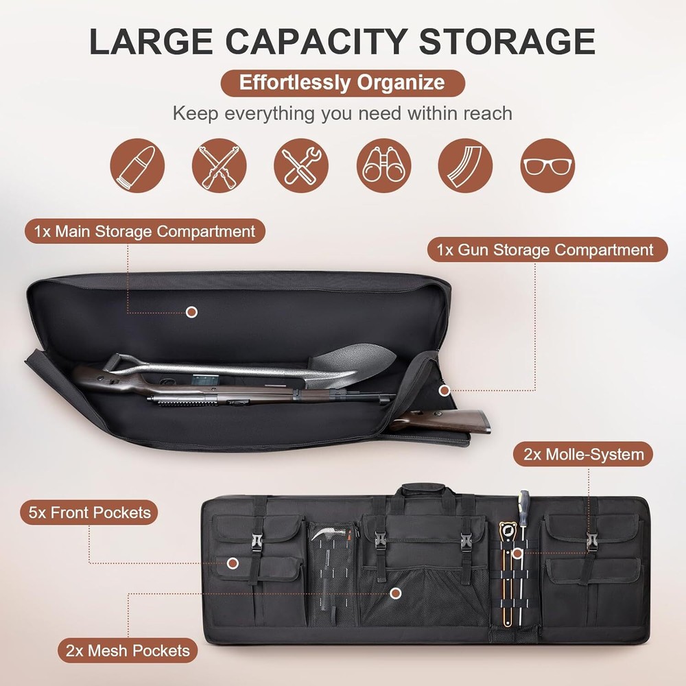 53 Inch Double UTV Tool Carrier Soft Case Quick Release Hunting Tool Bag Rack
