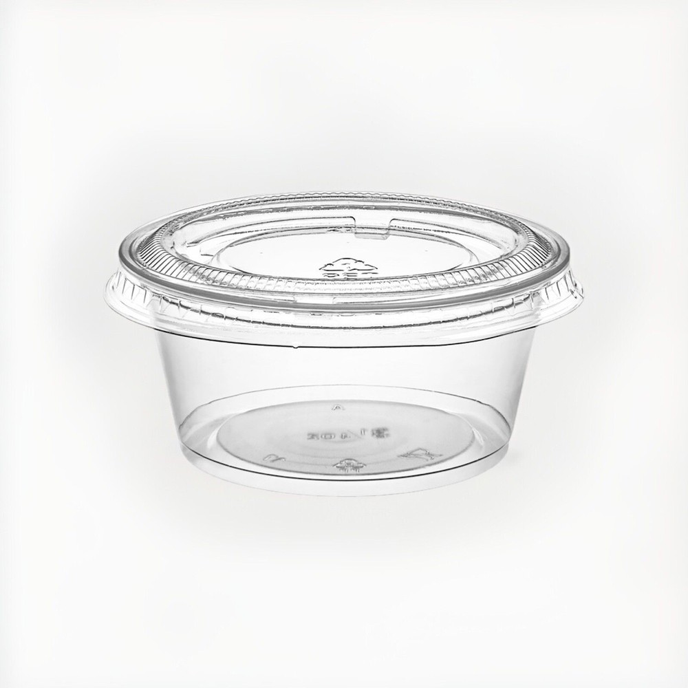 3.25 oz Plastic Clear Disposable Portion Cups with Lids Souffle Cup / Portion