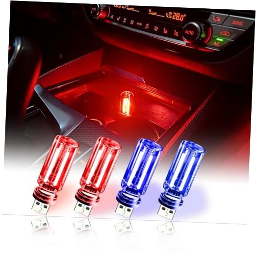 4 PCS USB LED Ambient Night Lights, Mini Multi-Color Touch Control 2 Red&2 Blue
